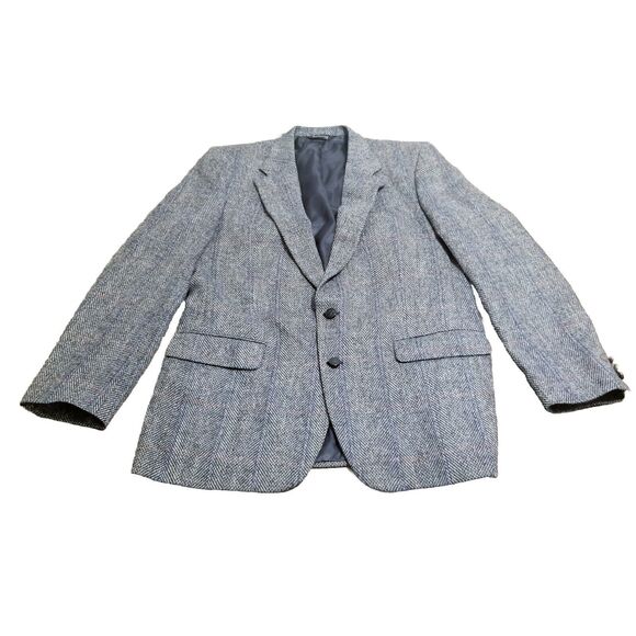 Burberry Other - Burberrys Blazer Men Size 42 Gray Tweed Herringbone Wool Sport Coat Made in USA